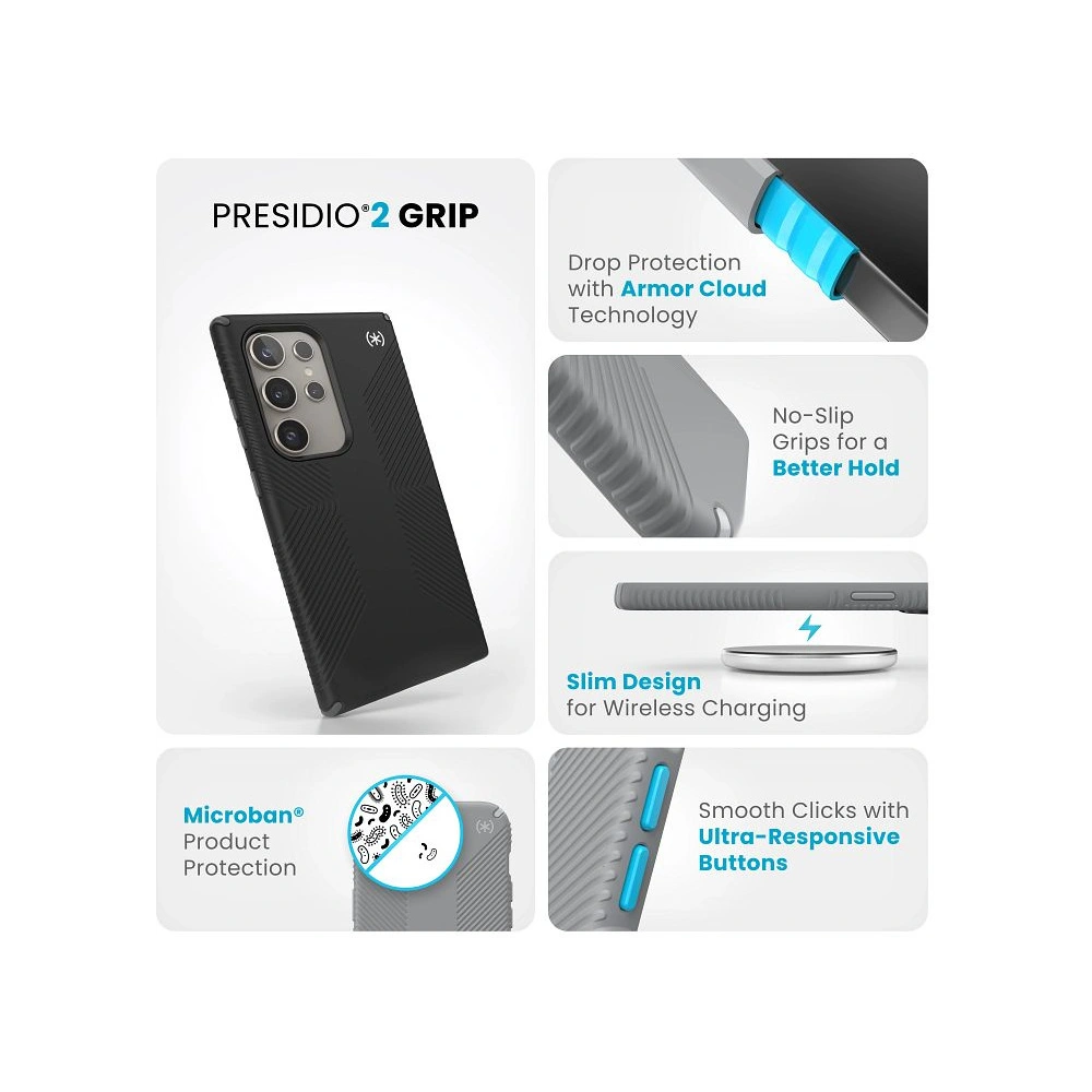 Hurtownia GSM - Etui Speck Presidio2 Grip Samsung Galaxy S24 Ultra fekete/ásvány szürke/fehér - SPK591 - {ean13} - Hurt