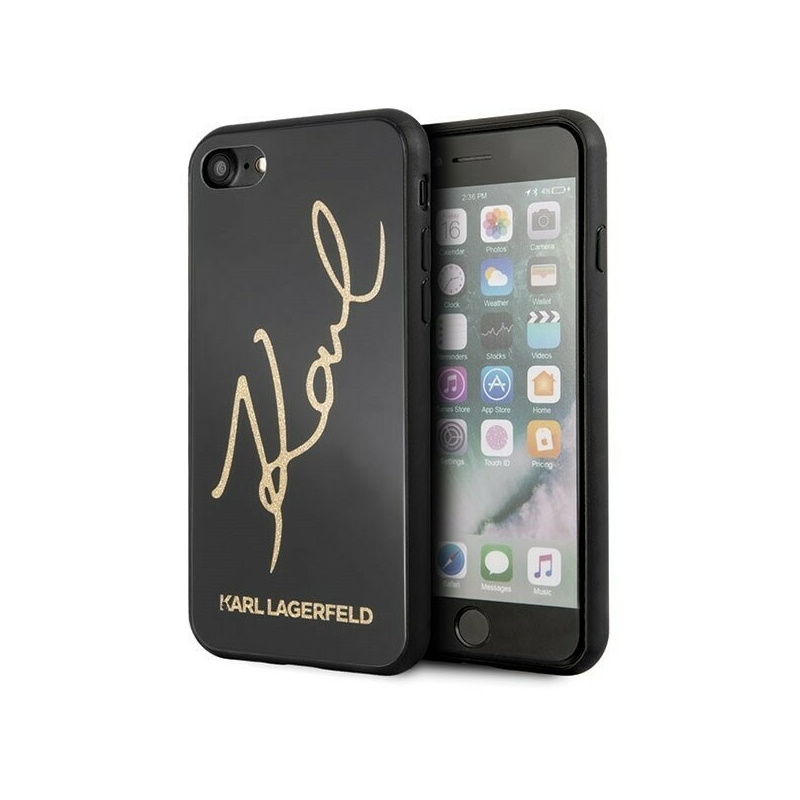 Karl Lagerfeld Distributor - 3700740445006 - KLD069BLK - Karl Lagerfeld KLHCI8DLKSBK Apple iPhone SE 2022/SE 2020/8/7 black hard case Signature Glitter - B2B homescreen