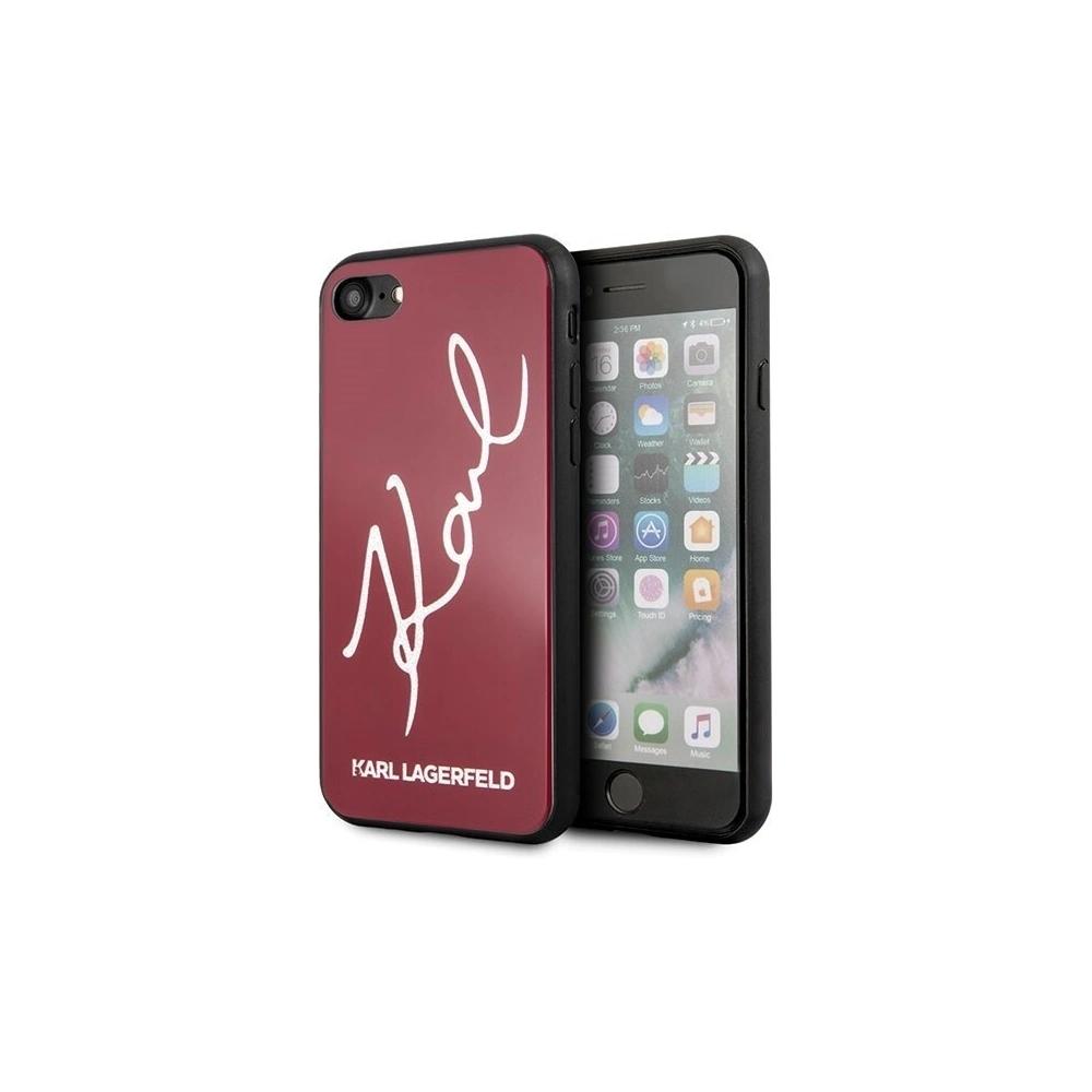 Wholesale Karl Lagerfeld KLHCI8DLKSRE Apple iPhone SE 2022/SE 2020/8/7 red hard case Signature Glitter - KLD070RED - {ean13} - Hurt