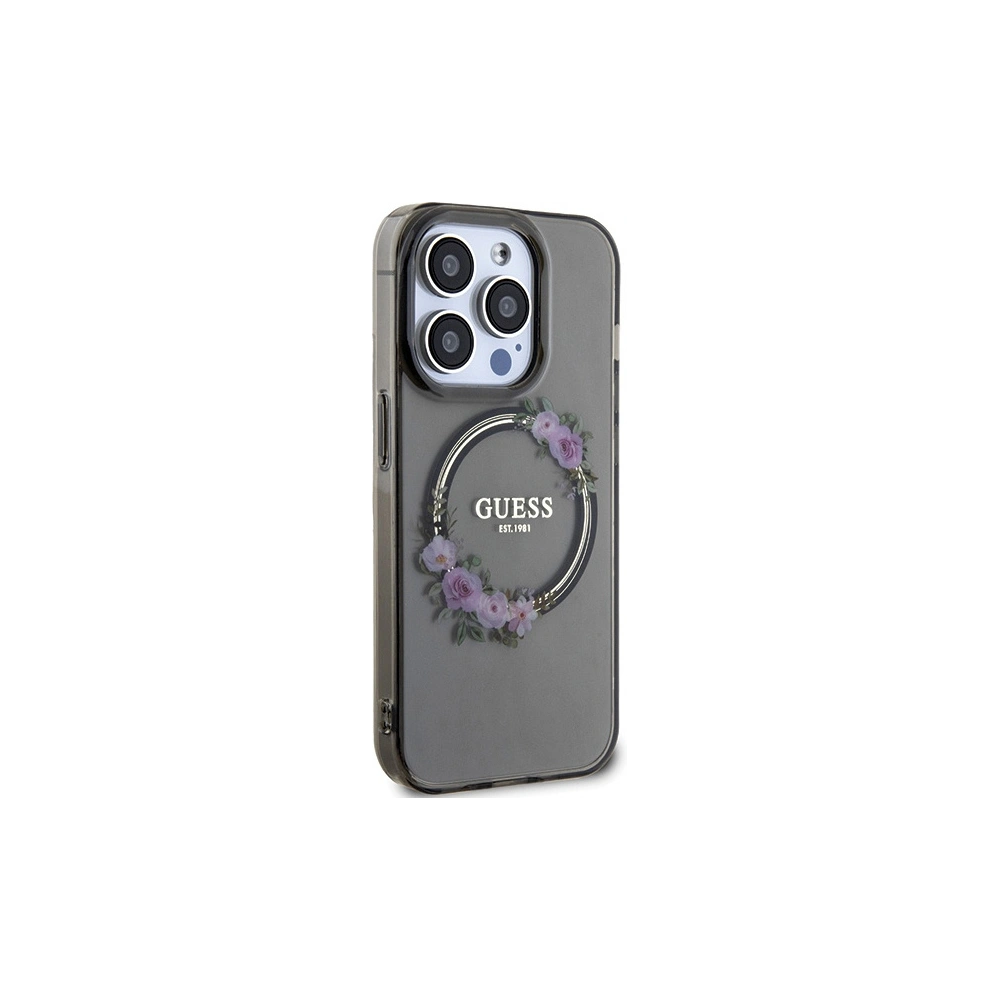 Hurtownia GSM - Etui Guess GUHMP15LHFWFCK Apple iPhone 15 Pro hardcase IML Flowers Wreatch MagSafe czarny/black - GUE3232 - {ean13} - Hurt