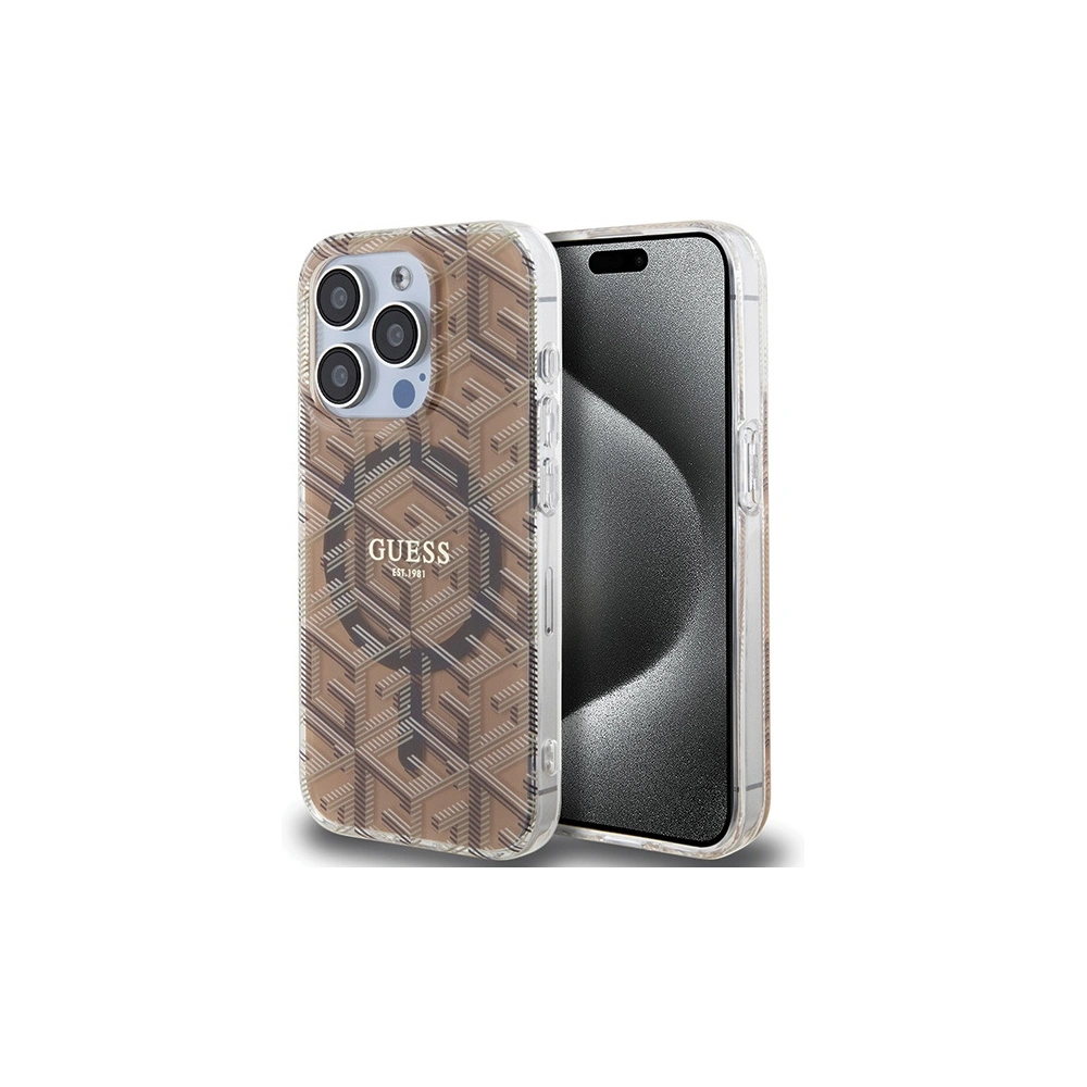 Hurtownia GSM - Etui Guess GUHMP15LHGCUSTGW Apple iPhone 15 Pro hardcase IML GCube MagSafe maro/brown - GUE3236 - {ean13} - Hurt