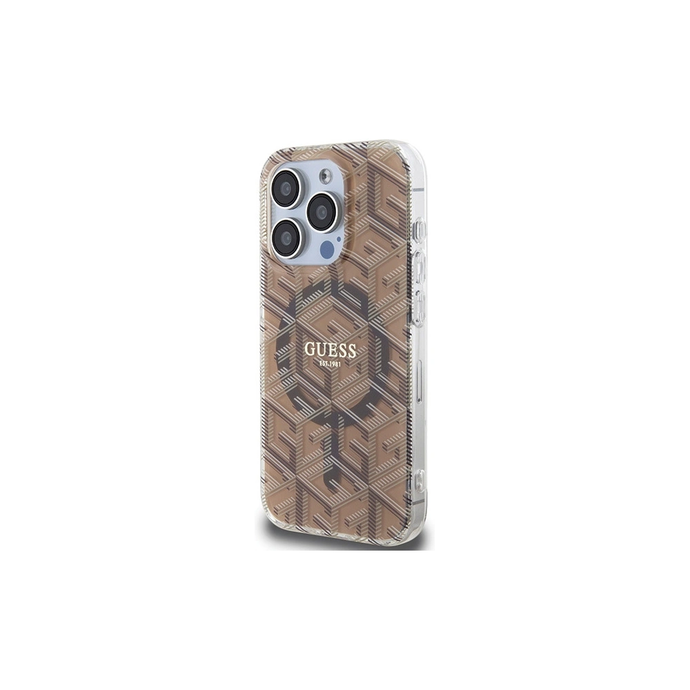 Hurtownia GSM - Etui Guess GUHMP15LHGCUSTGW Apple iPhone 15 Pro hardcase IML GCube MagSafe maro/brown - GUE3236 - {ean13} - Hurt