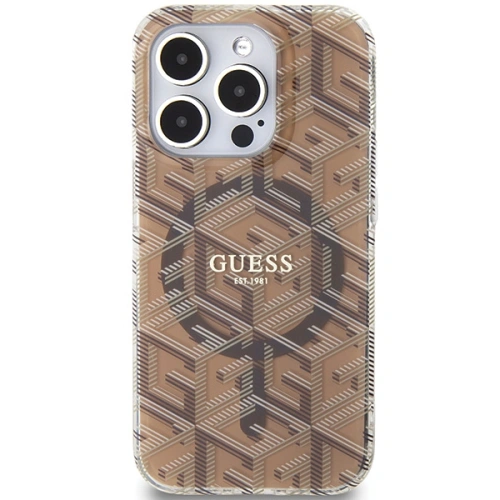 Etui Guess GUHMP15LHGCUSTGW Apple iPhone 15 Pro hardcase IML GCube MagSafe brązowy/brown