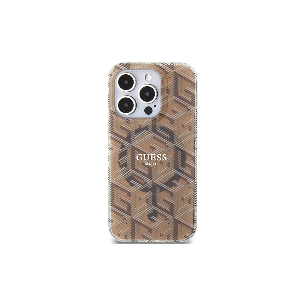 Hurtownia GSM - Etui Guess GUHMP15LHGCUSTGW Apple iPhone 15 Pro hardcase IML GCube MagSafe maro/brown - GUE3236 - {ean13} - Hurt