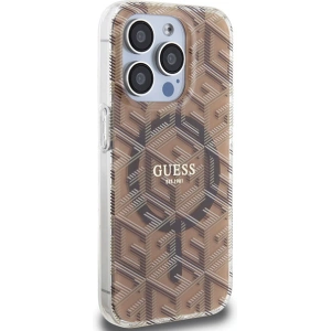 Etui Guess GUHMP15LHGCUSTGW Apple iPhone 15 Pro kemény tok IML GCube MagSafe barna/brown