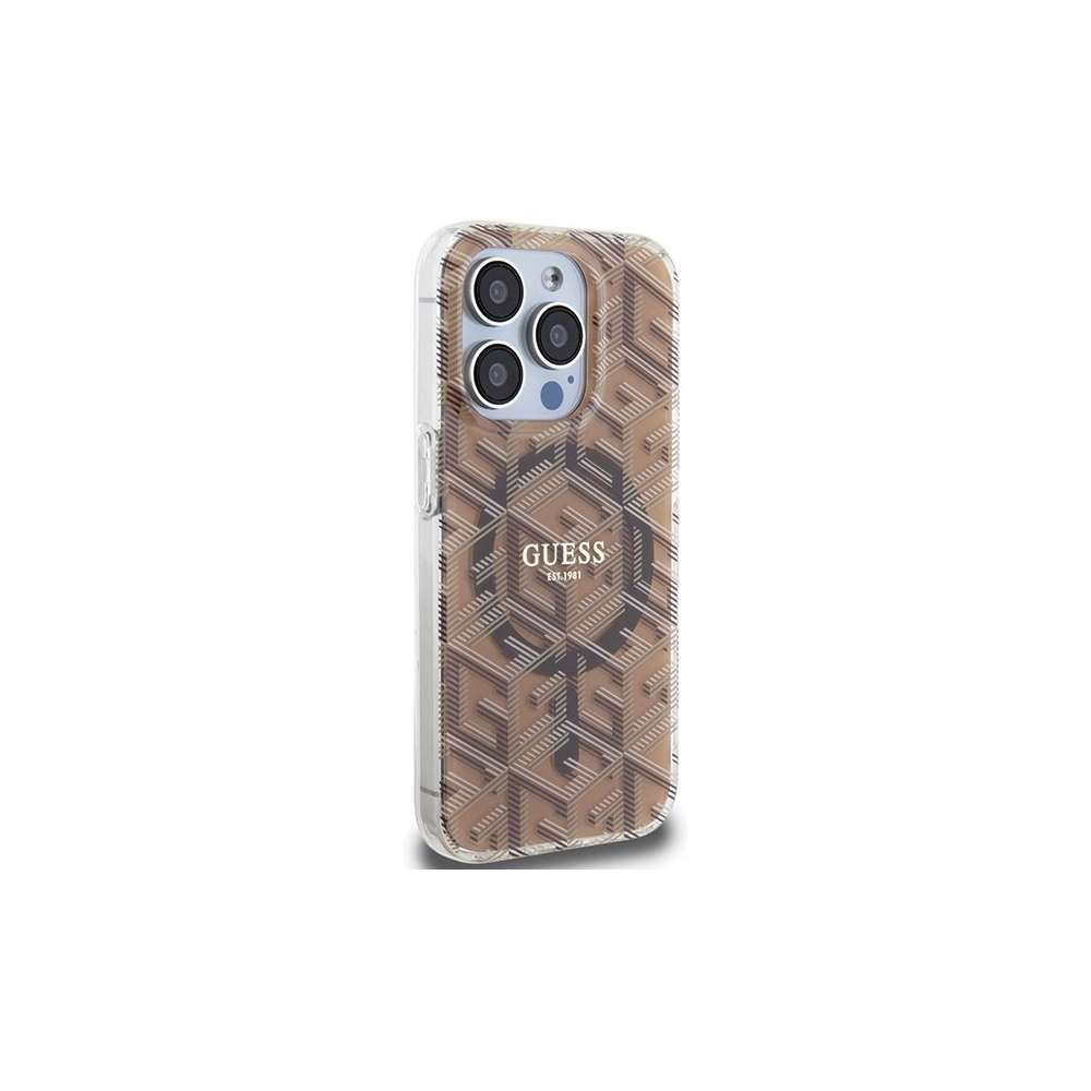 Hurtownia GSM - Etui Guess GUHMP15LHGCUSTGW Apple iPhone 15 Pro hardcase IML GCube MagSafe maro/brown - GUE3236 - {ean13} - Hurt