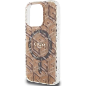 Etui Guess GUHMP15LHGCUSTGW Apple iPhone 15 Pro kemény tok IML GCube MagSafe barna/brown