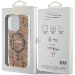 Etui Guess GUHMP15LHGCUSTGW Apple iPhone 15 Pro kemény tok IML GCube MagSafe barna/brown