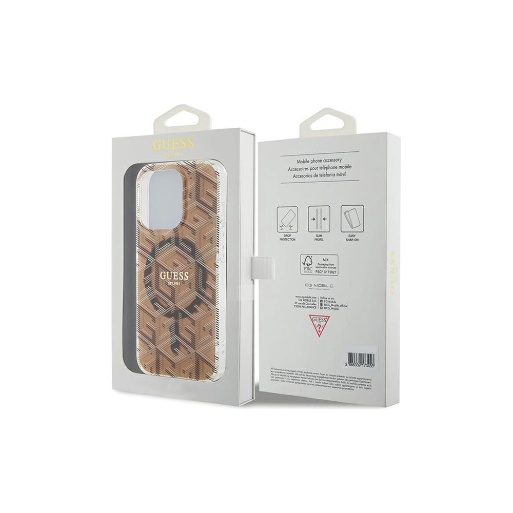 Hurtownia GSM - Etui Guess GUHMP15LHGCUSTGW Apple iPhone 15 Pro hardcase IML GCube MagSafe maro/brown - GUE3236 - {ean13} - Hurt