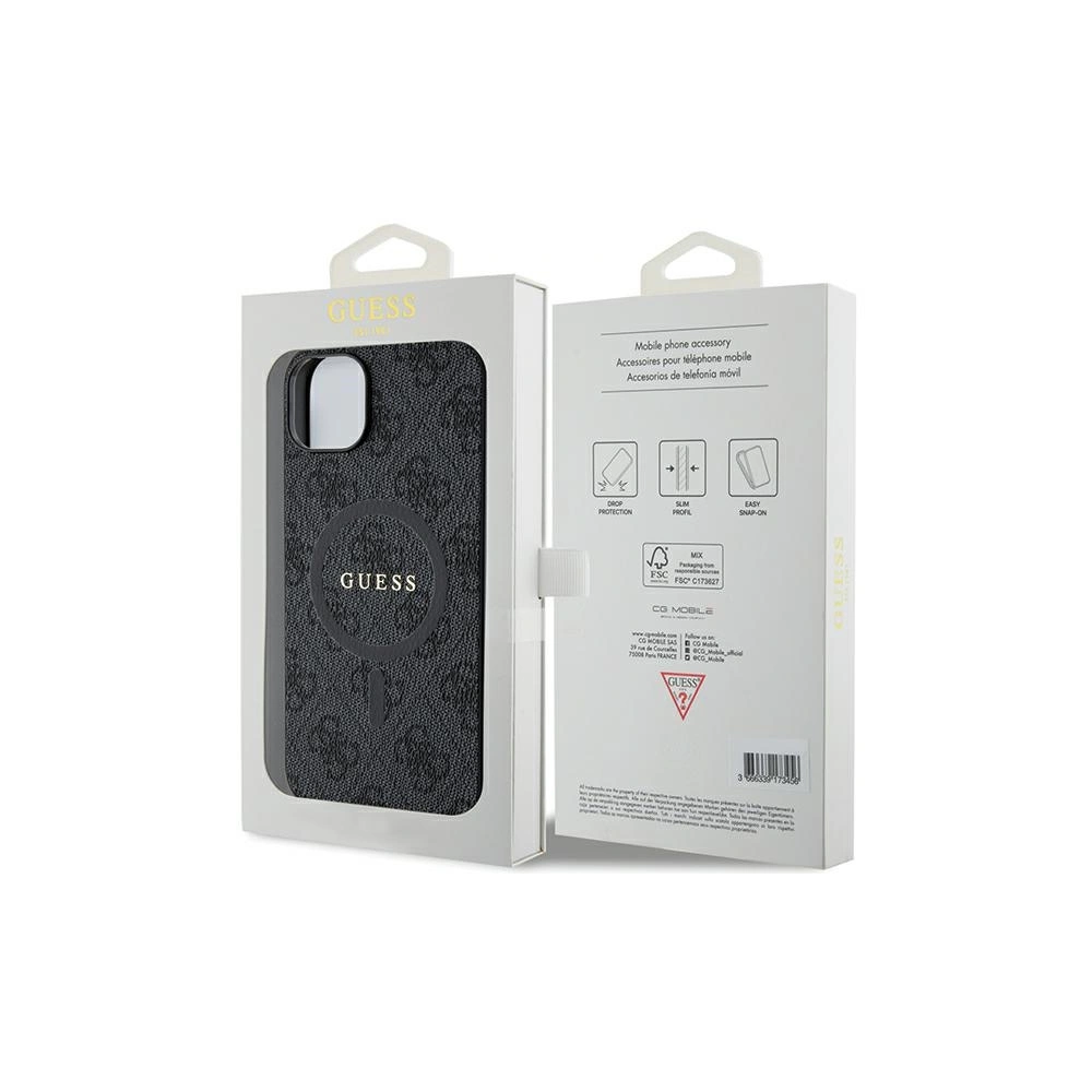 Wholesale Guess GUHMP15MG4GFRK Apple iPhone 15 Plus / 14 Plus hardcase 4G Collection Leather Metal Logo MagSafe black - GUE3238 - {ean13} - Hurt