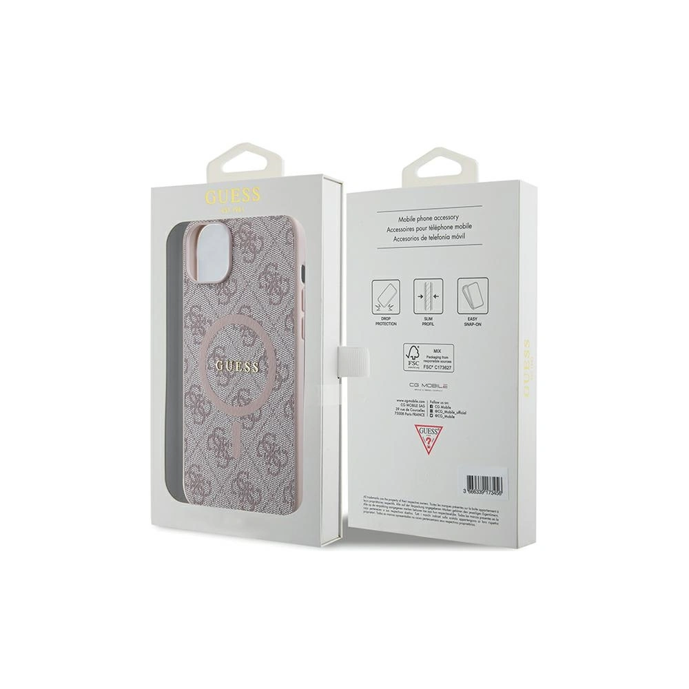 Wholesale Guess GUHMP15MG4GFRP Apple iPhone 15 Plus / 14 Plus hardcase 4G Collection Leather Metal Logo MagSafe pink - GUE3239 - {ean13} - Hurt