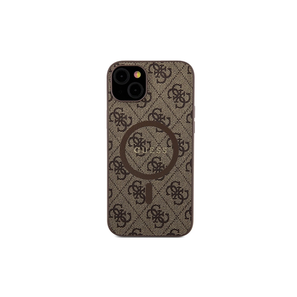 Hurtownia GSM - Case Guess GUHMP15MG4GFRW Apple iPhone 15 Plus / 14 Plus Hartschale 4G Collection Leder Metall-Logo MagSafe braun/brown - GUE3240 - {ean13} - Hurt