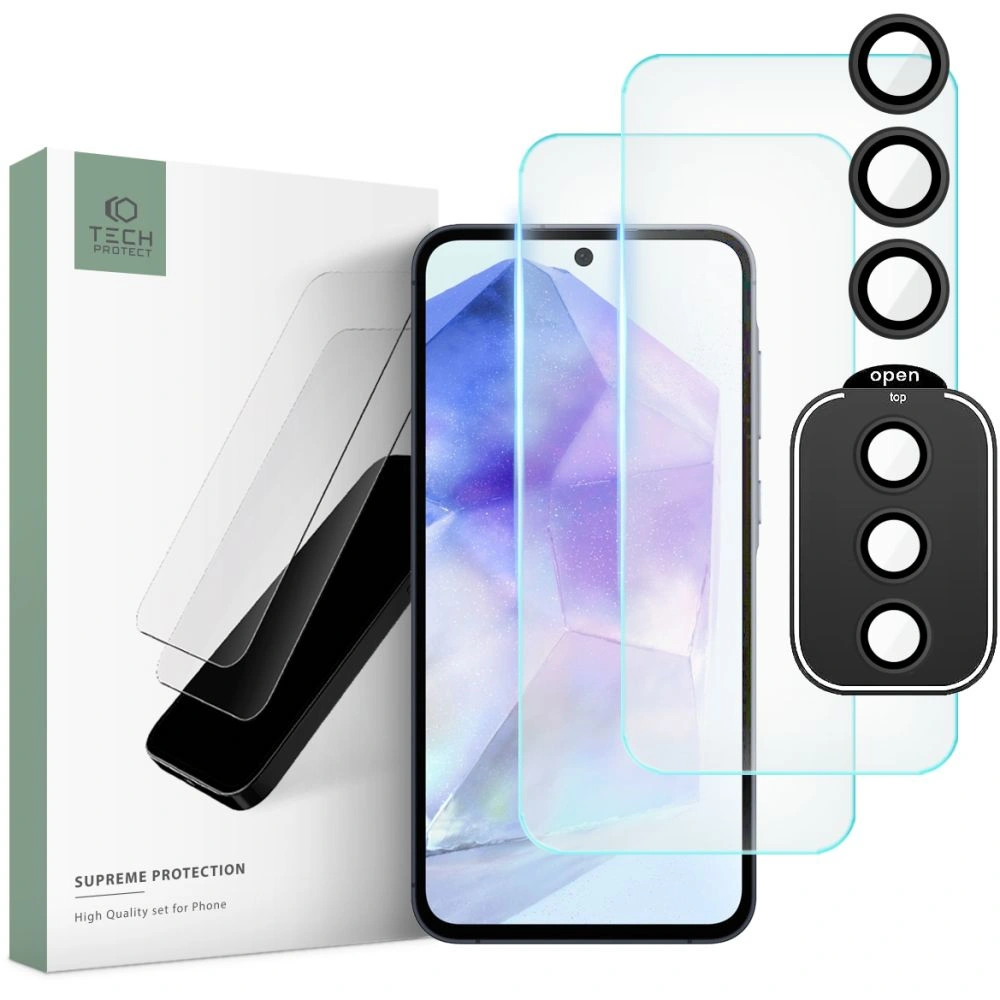 Wholesale Tech-Protect Supreme Set Samsung Galaxy A55 5G Clear [2+1 PACK] - THP2611 - {ean13} - Hurt