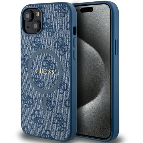 Guess Distributor - 3666339226602 - GUE3244 - Guess GUHMP15SG4GFRB Apple iPhone 15 / 14 hardcase 4G Collection Leather Metal Logo MagSafe blue - B2B homescreen