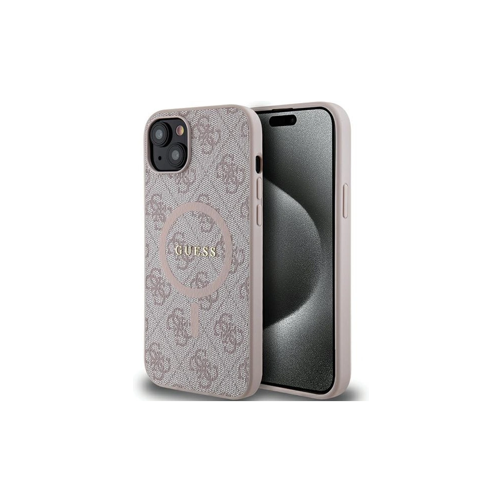 Hurtownia GSM - Case Guess GUHMP15SG4GFRP Apple iPhone 15 / 14 Hardcase 4G Collection Leder Metall Logo MagSafe rosa/pink - GUE3246 - {ean13} - Hurt