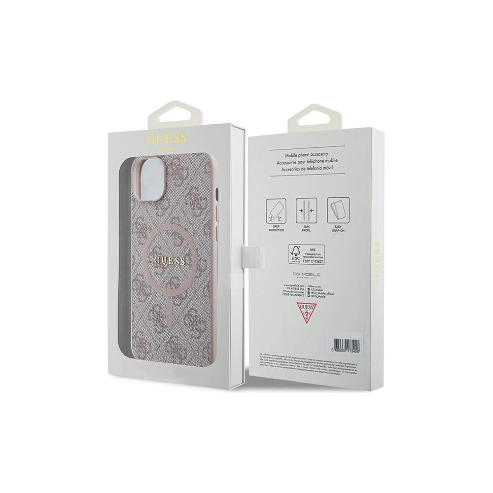 Hurtownia GSM - Etui Guess GUHMP15SG4GFRP Apple iPhone 15 / 14 hardcase 4G Collection Leather Metal Logo MagSafe rózsaszín/pink - GUE3246 - {ean13} - Hurt
