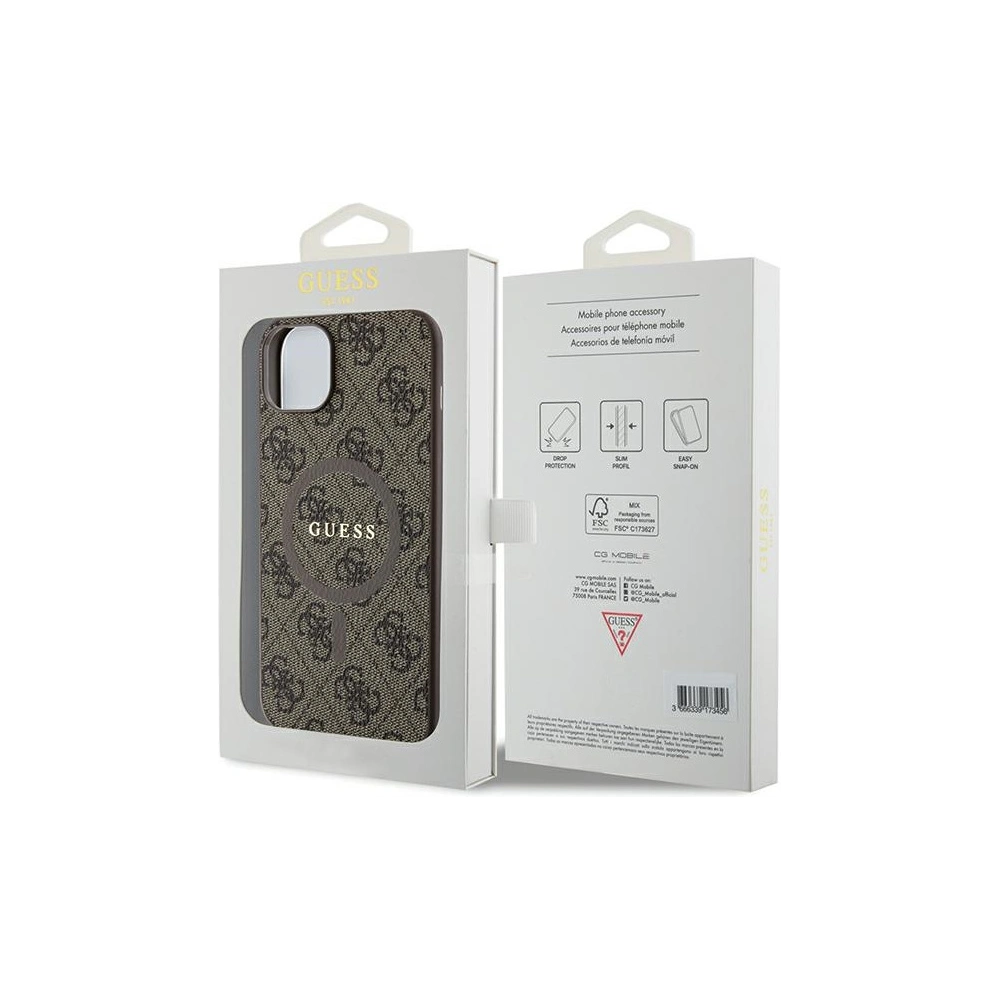 Hurtownia GSM - Etui Guess GUHMP15SG4GFRW Apple iPhone 15 / 14 hardcase 4G Collection Leather Metal Logo MagSafe hnědý/brown - GUE3247 - {ean13} - Hurt