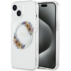 Hurtownia GSM - Etui Guess GUHMP15SHFWFCT Apple iPhone 15 / 14 hardcase IML Květy Wreatch MagSafe transparentní - GUE3248 - {ean13} - Hurt