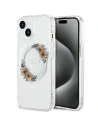 Etui Guess GUHMP15SHFWFCT Apple iPhone 15 / 14 hardcase IML Květy Wreatch MagSafe transparentní