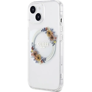 Wholesale Guess GUHMP15SHFWFCT Apple iPhone 15 / 14 hardcase IML Flowers Wreatch MagSafe transparent - GUE3248 - {ean13} - Hurt