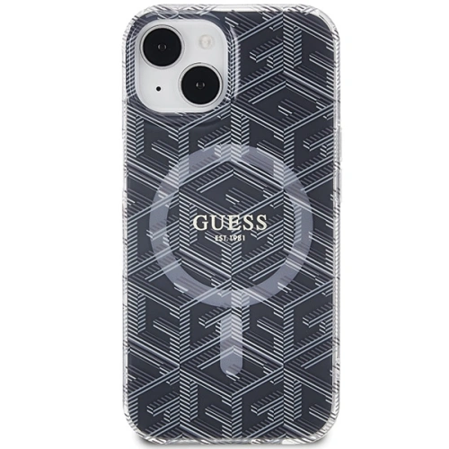 Etui Guess GUHMP15SHGCUSTGK Apple iPhone 15 / 14 hardcase IML GCube MagSafe czarny/black
