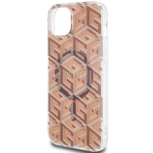 Etui Guess GUHMP15SHGCUSTGW Apple iPhone 15 / 14 hardcase IML GCube MagSafe brązowy/brown