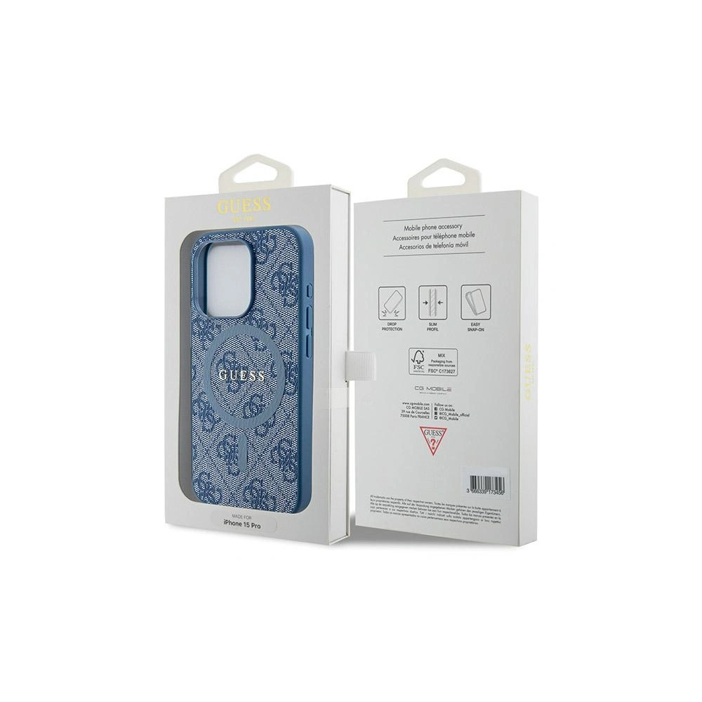 Hurtownia GSM - Case Guess GUHMP15XG4GFRB Apple iPhone 15 Pro Max Hardcase 4G Collection Leder Metall Logo MagSafe blau/blue - GUE3252 - {ean13} - Hurt