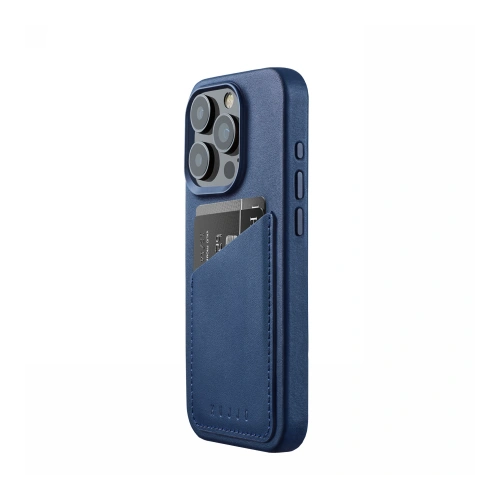 Etui Mujjo Full Leather Wallet Case Apple iPhone 15 Pro MagSafe (monaco blue)