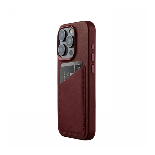 Etui Mujjo Full Leather Wallet Case Apple iPhone 15 Pro MagSafe (burgundy)