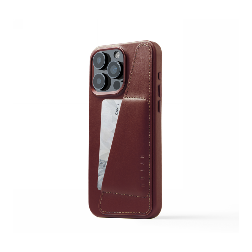 Mujjo Distributor - 5060487086084 - MUJ103 - Mujjo Full Leather Wallet Case Apple iPhone 15 Pro Max MagSafe (burgundy) - B2B homescreen