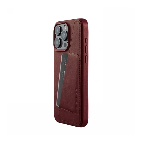 Etui Mujjo Full Leather Wallet Case Apple iPhone 15 Pro Max MagSafe (burgundy)