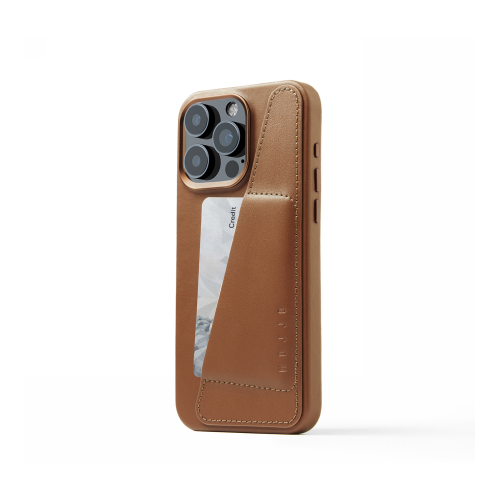 Mujjo Distributor - 5060487086077 - MUJ104 - Mujjo Full Leather Wallet Case Apple iPhone 15 Pro Max MagSafe (tan) - B2B homescreen