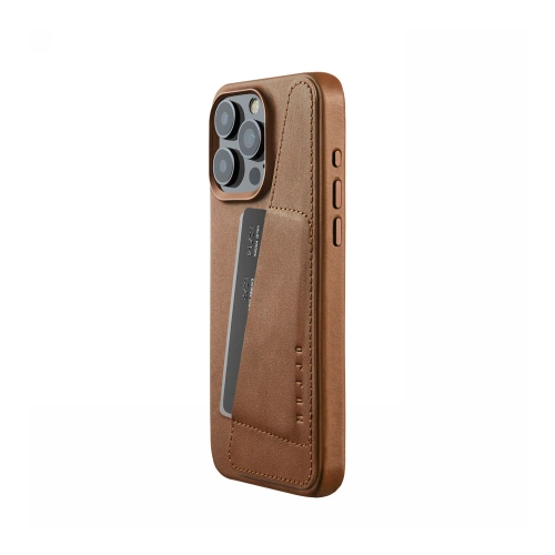 Etui Mujjo Full Leather Wallet Case Apple iPhone 15 Pro Max MagSafe (tan)