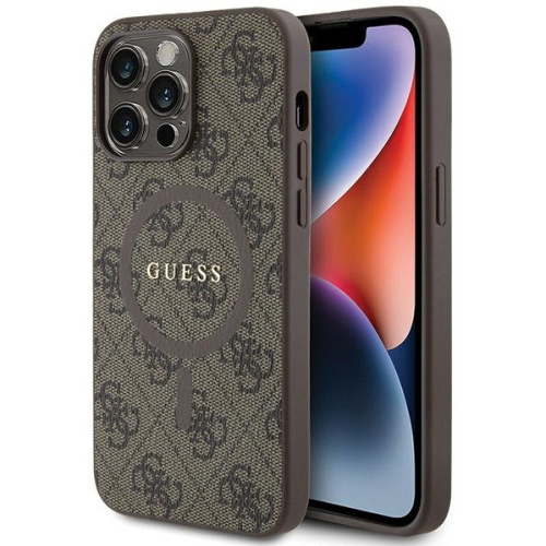 Guess Distributor - 3666339226497 - GUE3255 - Guess GUHMP15XG4GFRW Apple iPhone 15 Pro Max hardcase 4G Collection Leather Metal Logo MagSafe brown - B2B homescreen
