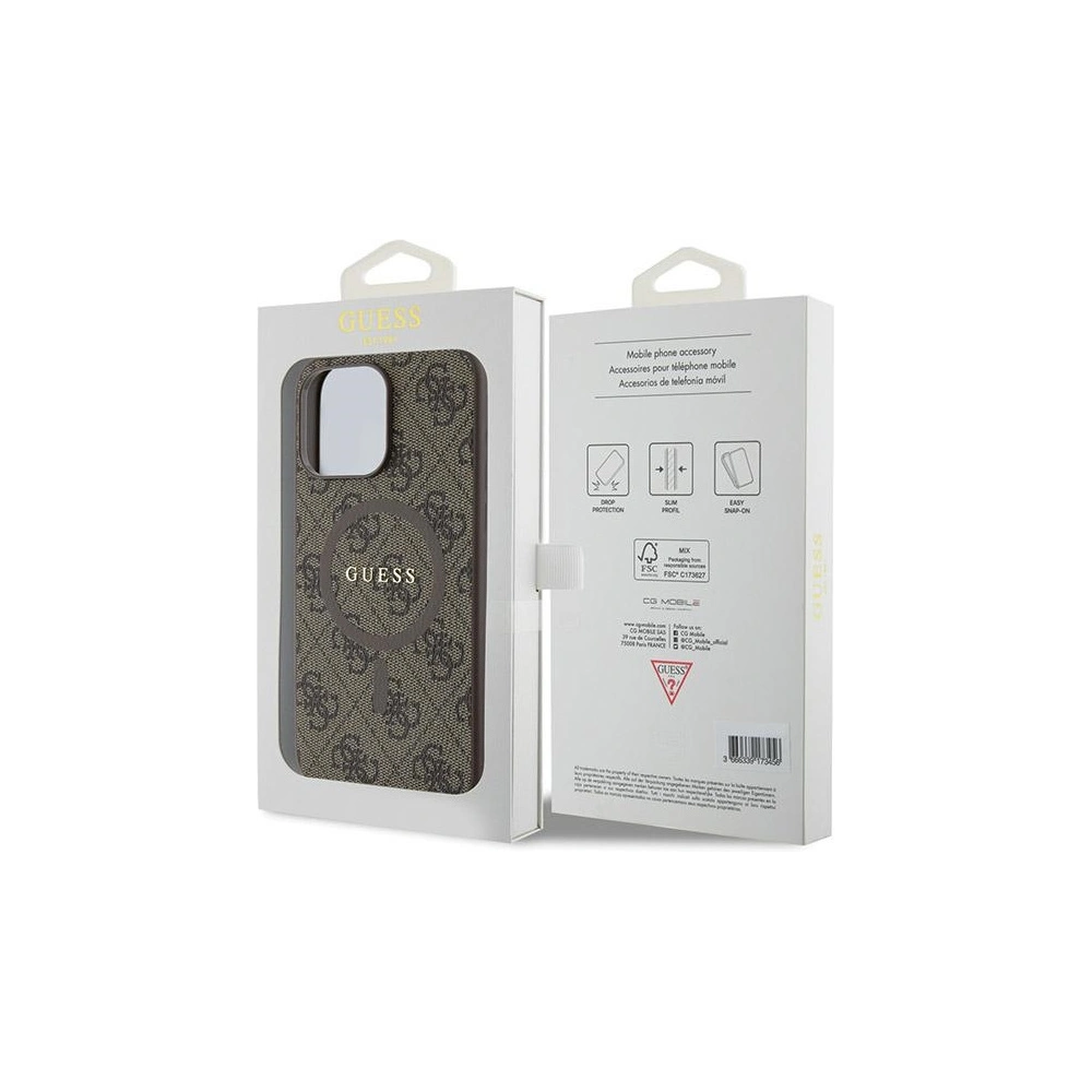 Hurtownia GSM - Case Guess GUHMP15XG4GFRW Apple iPhone 15 Pro Max Hardcase 4G Collection Leder Metall-Logo MagSafe braun/brown - GUE3255 - {ean13} - Hurt