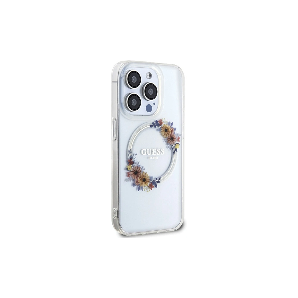 Hurtownia GSM - Etui Guess GUHMP15XHFWFCT Apple iPhone 15 Pro Max hardcase IML Flowers Wreatch MagSafe transparent - GUE3256 - {ean13} - Hurt