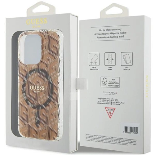 Etui Guess GUHMP15XHGCUSTGW Apple iPhone 15 Pro Max hardcase IML GCube MagSafe brązowy/brown