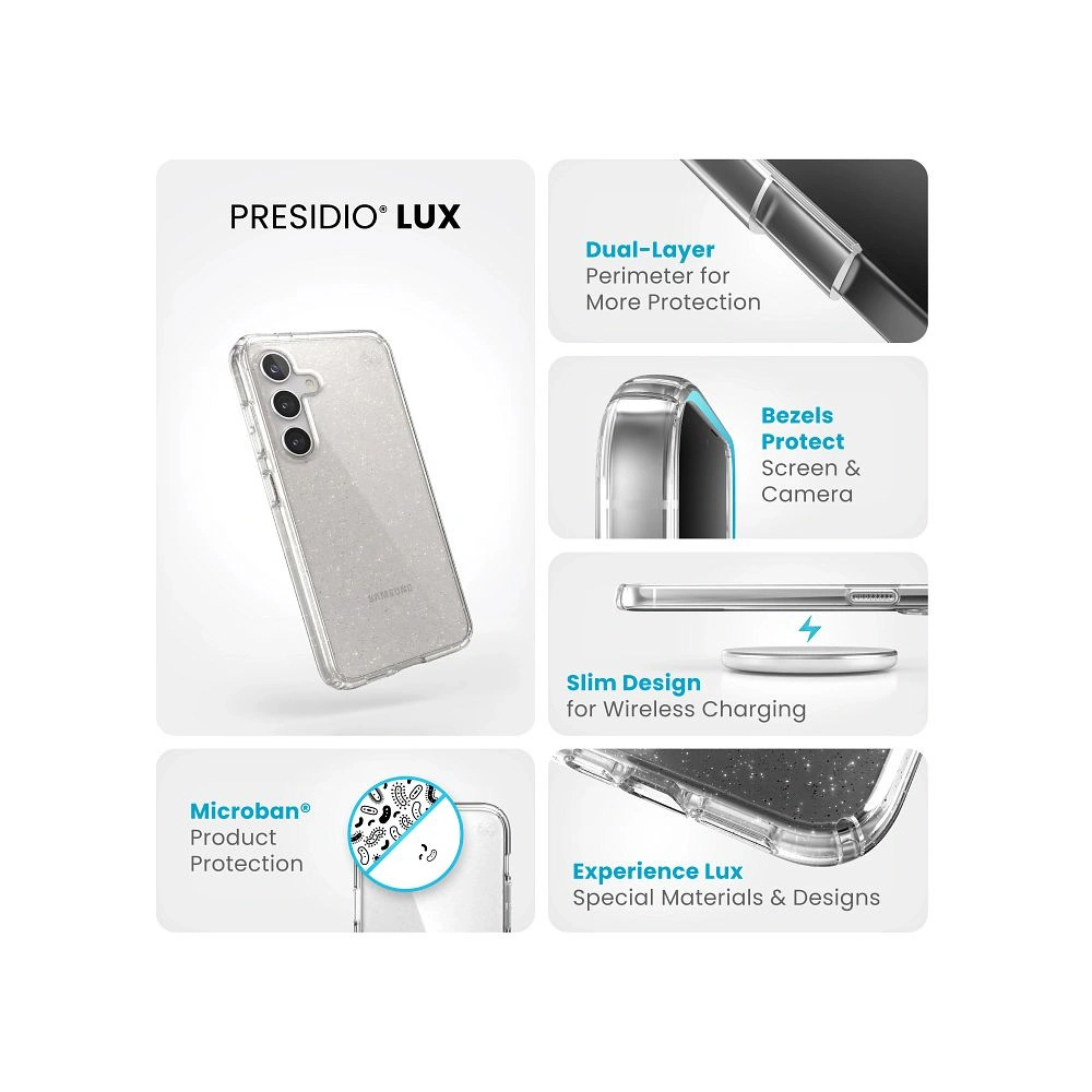 Hurtownia GSM - Etui Speck Presidio Lux Glitter Samsung Galaxy S24 transparent/auriu sclipitor - SPK593 - {ean13} - Hurt
