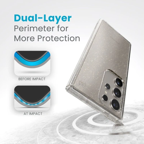 Etui Speck Presidio Lux Glitter Samsung Galaxy S24 Ultra clear/gold glitter