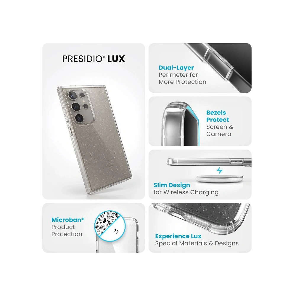 Wholesale Speck Presidio Lux Glitter Samsung Galaxy S24 Ultra clear/gold glitter - SPK594 - {ean13} - Hurt