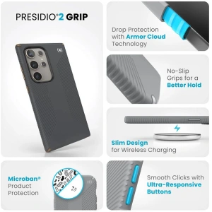 Etui Speck Presidio2 Grip Samsung Galaxy S24 Ultra charcoal grey/cool bronze