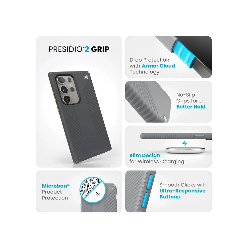Wholesale Speck Presidio2 Grip Samsung Galaxy S24 Ultra charcoal grey/cool bronze - SPK598 - {ean13} - Hurt