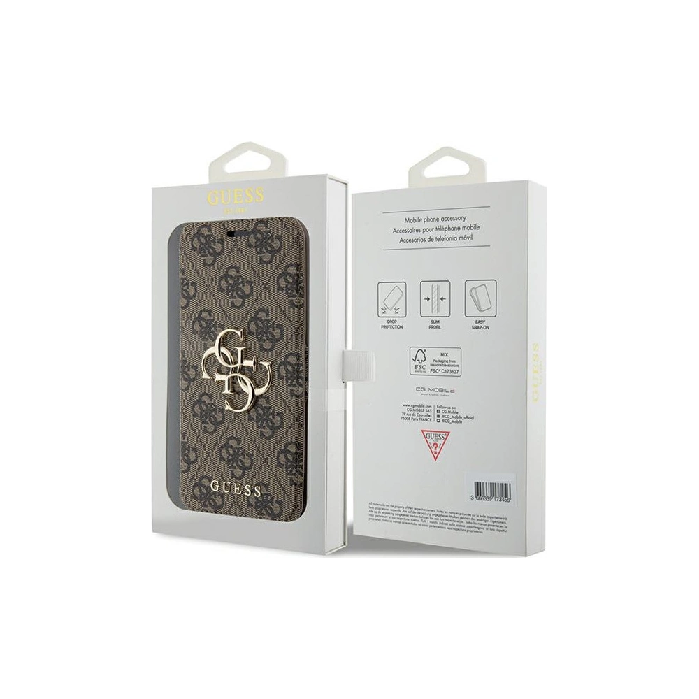 Hurtownia GSM - Etui Guess GUBKP15L4GMGBR Apple iPhone 15 Pro book 4G Metal Logo brązowy/brown - GUE3265 - {ean13} - Hurt