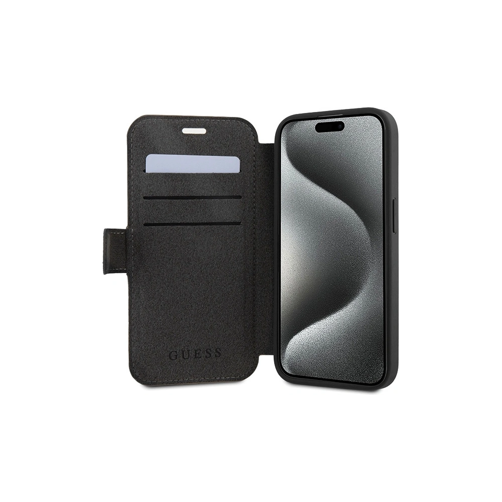 Hurtownia GSM - Etui Guess GUBKP15L4GMGGR Apple iPhone 15 Pro book 4G Metal Logo gri/grey - GUE3266 - {ean13} - Hurt