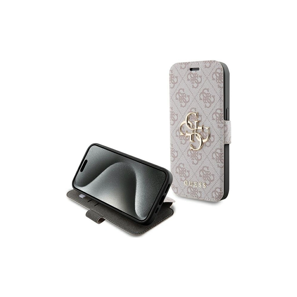Hurtownia GSM - Etui Guess GUBKP15L4GMGPI Apple iPhone 15 Pro book 4G Metal Logo różowy/pink - GUE3267 - {ean13} - Hurt