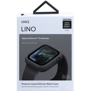 Etui UNIQ Lino Apple Watch 4/5/6/7/8/9/SE 44/45mm czarny/ash black