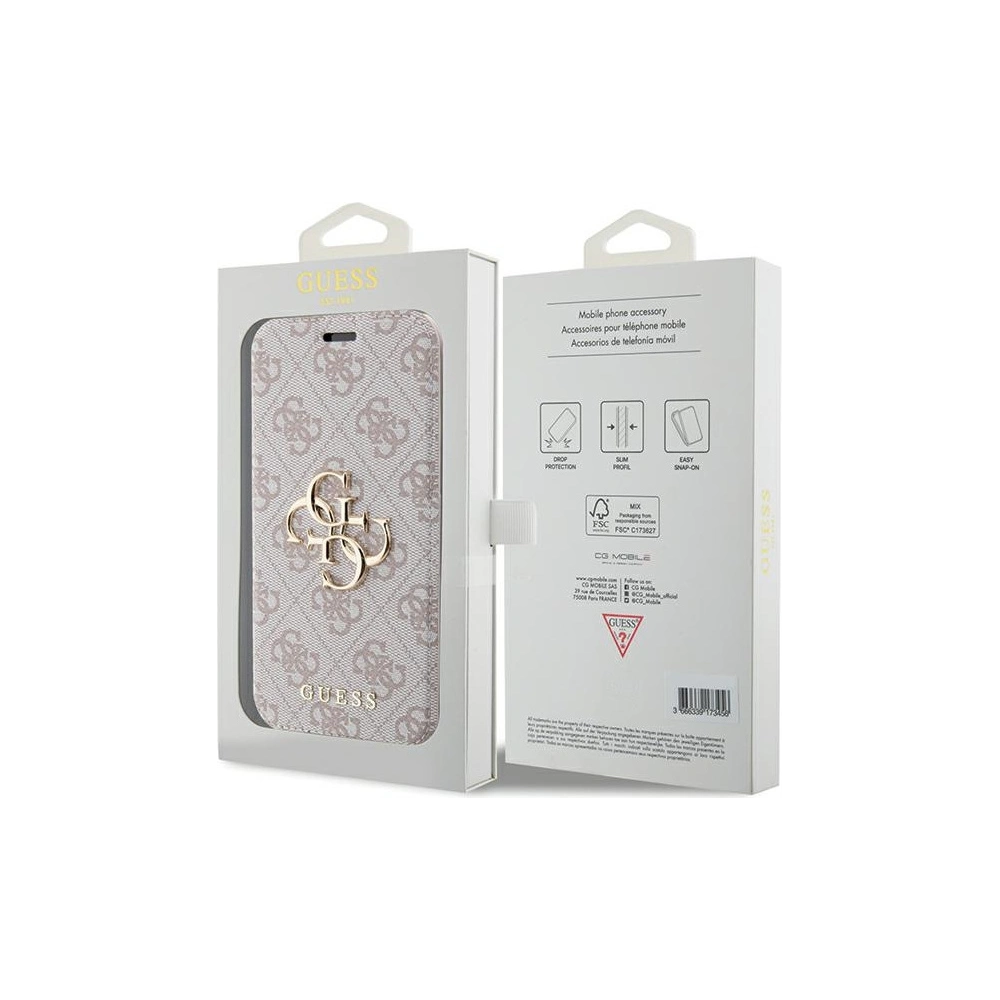 Hurtownia GSM - Etui Guess GUBKP15L4GMGPI Apple iPhone 15 Pro book 4G Metal Logo różowy/pink - GUE3267 - {ean13} - Hurt