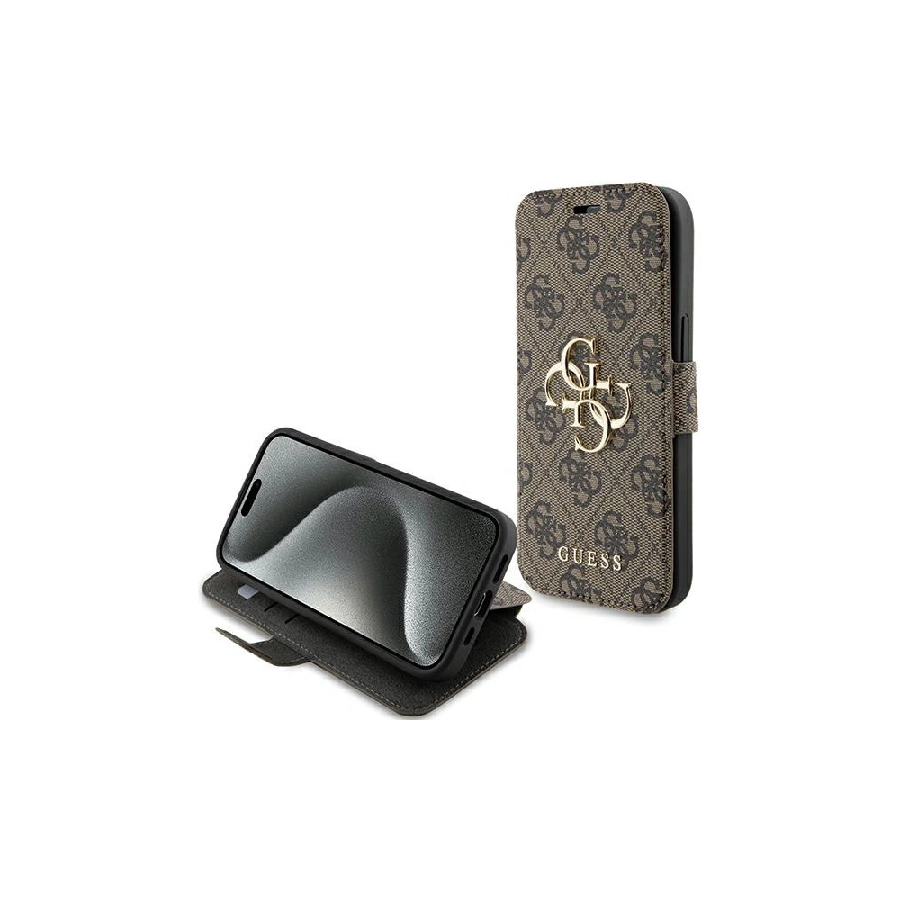 Hurtownia GSM - Etui Guess GUBKP15S4GMGBR Apple iPhone 15 / 14 / 13 könyv 4G Fém Logó barna/brown - GUE3268 - {ean13} - Hurt