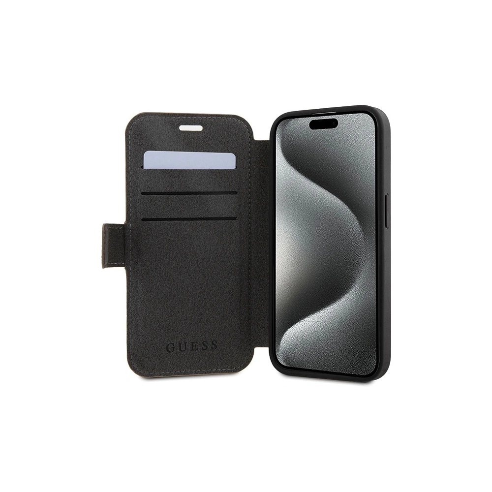 Hurtownia GSM - Etui Guess GUBKP15S4GMGBR Apple iPhone 15 / 14 / 13 könyv 4G Fém Logó barna/brown - GUE3268 - {ean13} - Hurt
