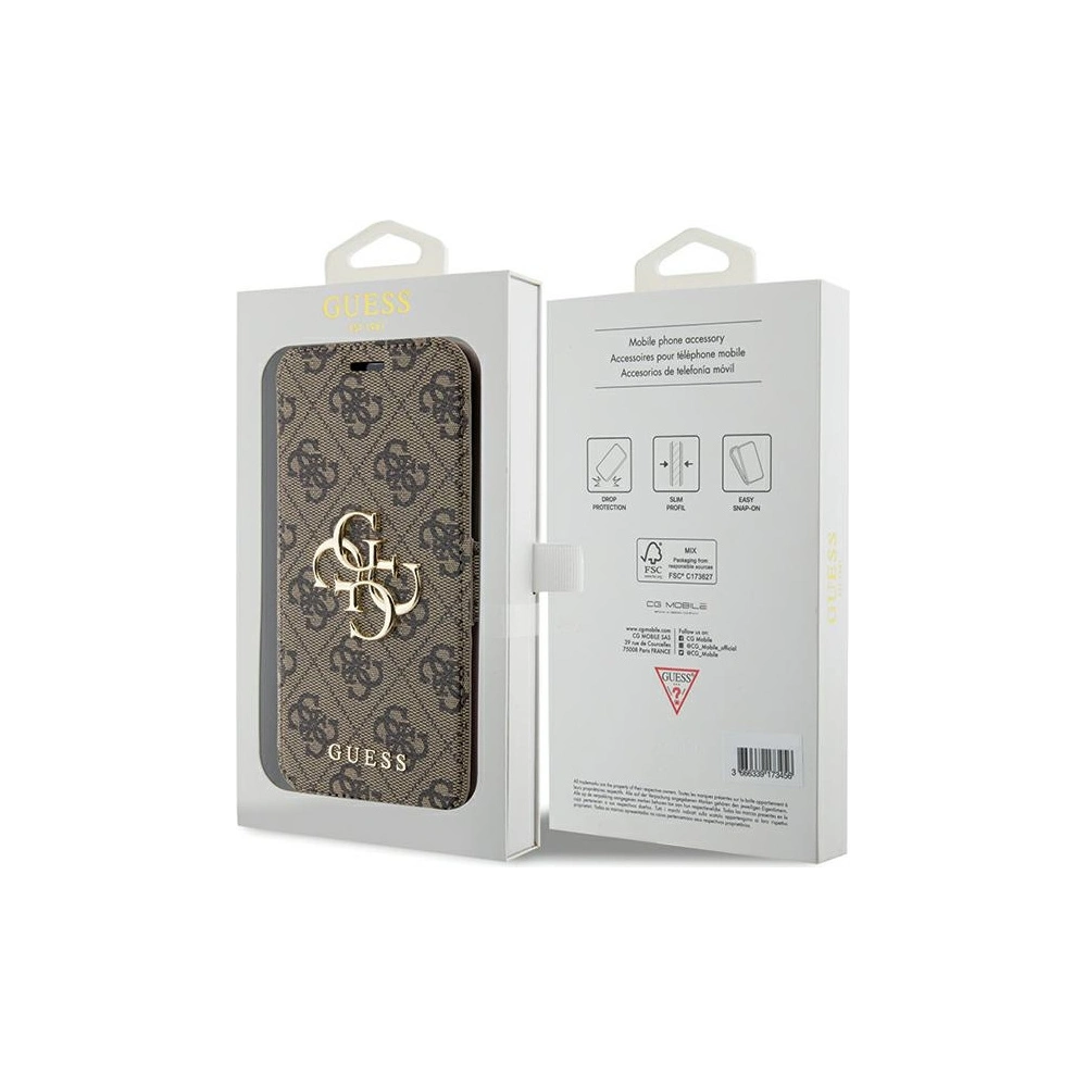 Hurtownia GSM - Etui Guess GUBKP15S4GMGBR Apple iPhone 15 / 14 / 13 kniha 4G Metal Logo hnědý/brown - GUE3268 - {ean13} - Hurt